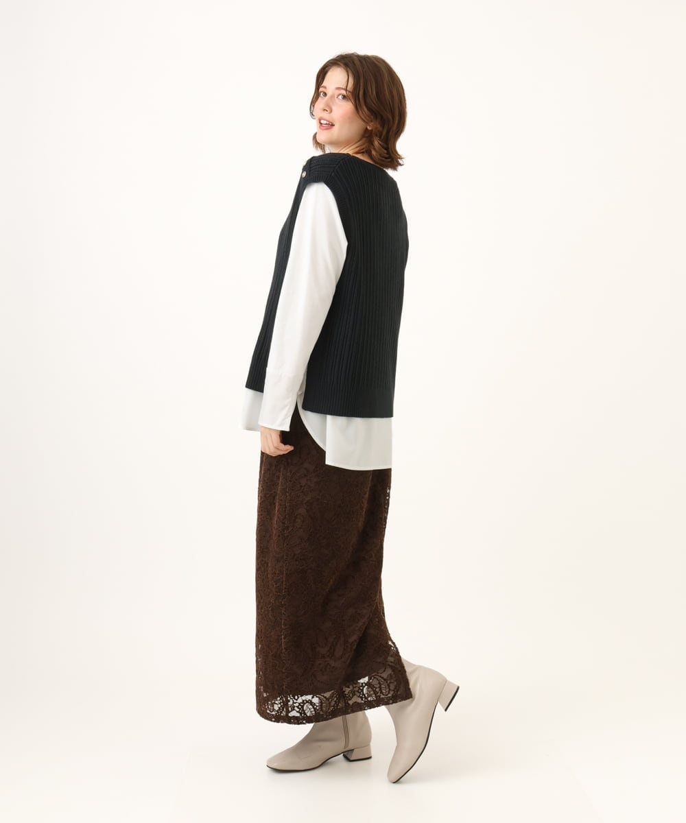 OLFLD08089 eur3(エウルキューブ) 【WEB先行販売】【大きいサイズ】リブニットベスト ネイビー