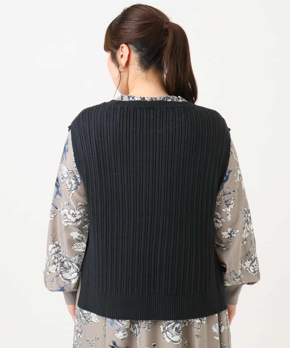 OLFLD08089 eur3(エウルキューブ) 【WEB先行販売】【大きいサイズ】リブニットベスト ネイビー