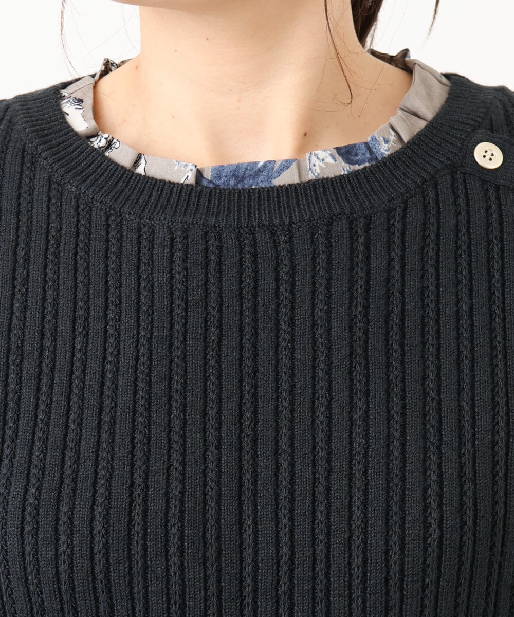 OLFLD08089 eur3(エウルキューブ) 【WEB先行販売】【大きいサイズ】リブニットベスト ネイビー