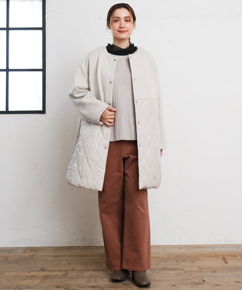 OLFLD08089 eur3(エウルキューブ) 【WEB先行販売】【大きいサイズ】リブニットベスト グレージュ