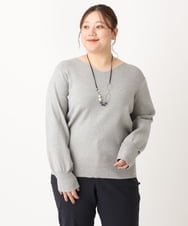 OLFLS04069 eur3(エウルキューブ) 【大きいサイズ/11号サイズあり】洗えるVネックニット ライトグレー(91)