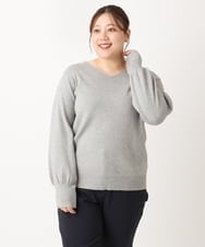 OLFLS04069 eur3(エウルキューブ) 【大きいサイズ/11号サイズあり】洗えるVネックニット ライトグレー(91)