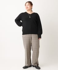 OLFLS04069 eur3(エウルキューブ) 【大きいサイズ/11号サイズあり】洗えるVネックニット ブラック(94)