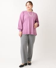 OLFLS09079 eur3(エウルキューブ) 【大きいサイズ/11号サイズあり】洗える袖タックニット ピンク(03)