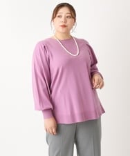 OLFLS09079 eur3(エウルキューブ) 【大きいサイズ/11号サイズあり】洗える袖タックニット ピンク(03)