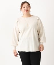 OLFLS09079 eur3(エウルキューブ) 【大きいサイズ/11号サイズあり】洗える袖タックニット アイボリー(80)