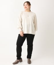 OLFLS09079 eur3(エウルキューブ) 【大きいサイズ/11号サイズあり】洗える袖タックニット アイボリー(80)