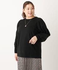 OLFLS09079 eur3(エウルキューブ) 【大きいサイズ/11号サイズあり】洗える袖タックニット ブラック(94)