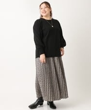 OLFLS09079 eur3(エウルキューブ) 【大きいサイズ/11号サイズあり】洗える袖タックニット ブラック(94)