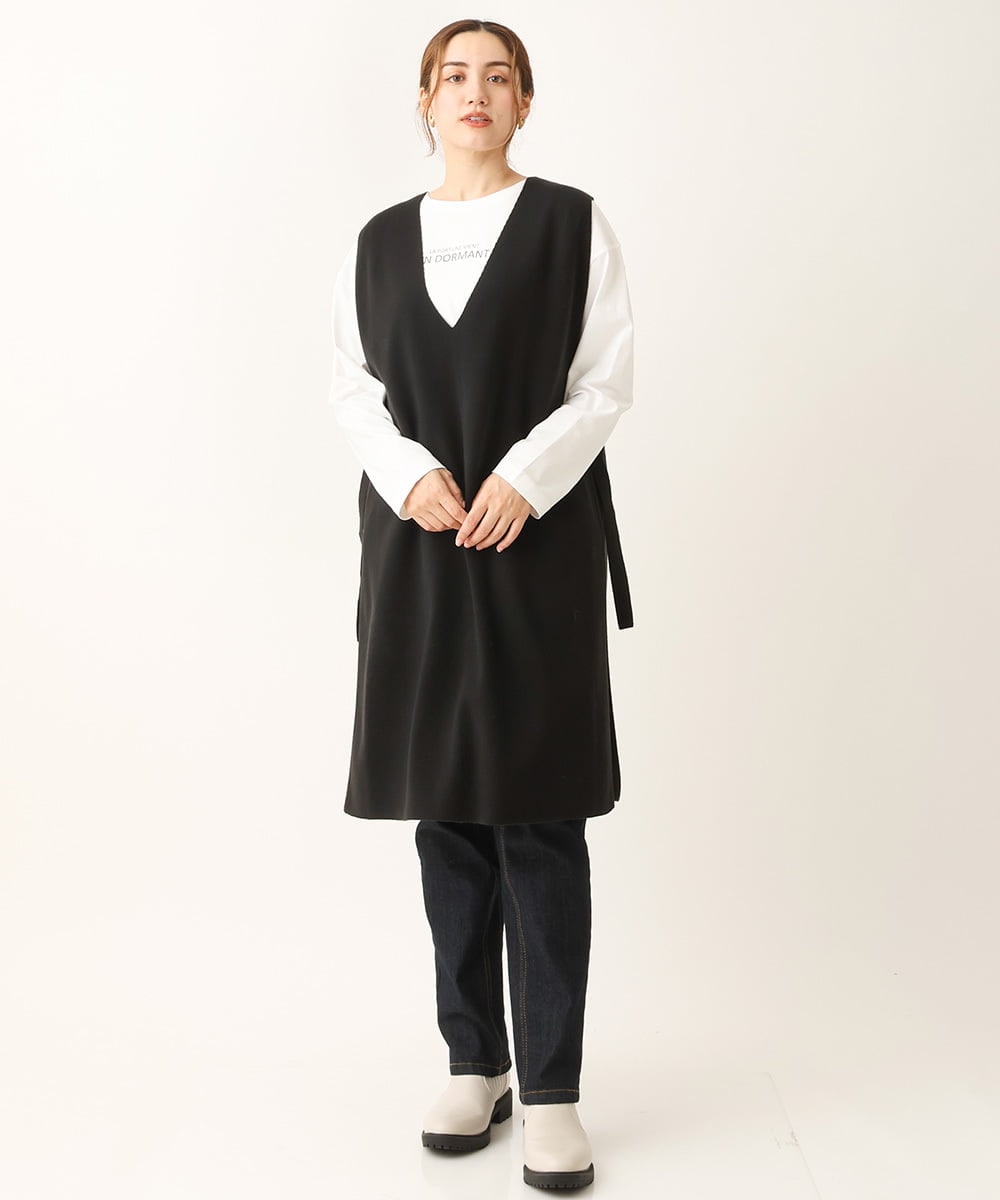 OLFLS10089 eur3(エウルキューブ) 【大きいサイズ/11号サイズあり】ニットロングベスト ブラック(94)