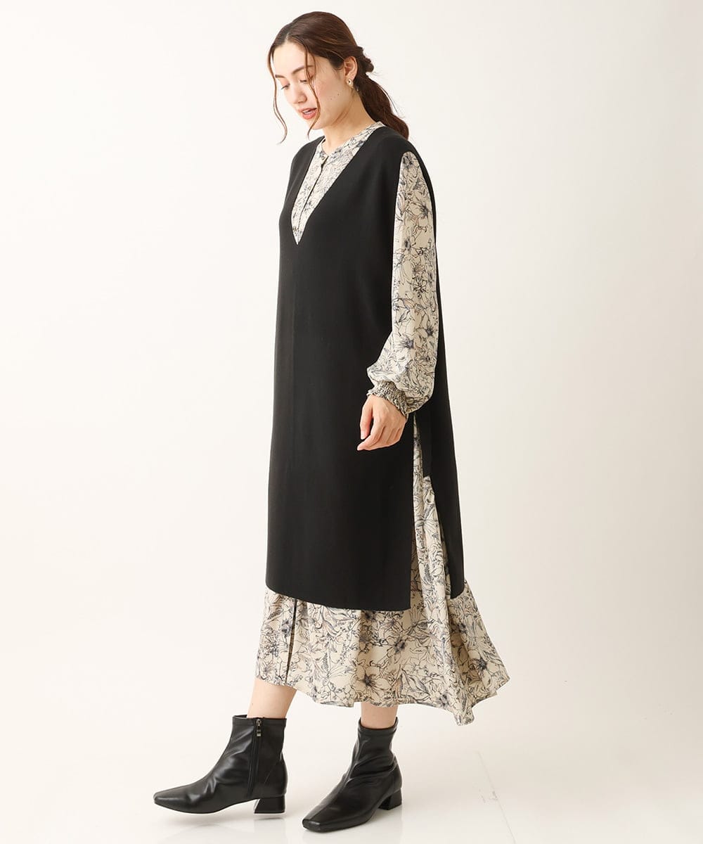 OLFLS10089 eur3(エウルキューブ) 【大きいサイズ/11号サイズあり】ニットロングベスト ブラック(94)