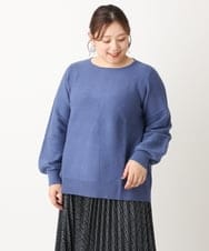OLFLS24079 eur3(エウルキューブ) 【大きいサイズ/11号サイズあり】パフスリーブラメニット ブルー(55)