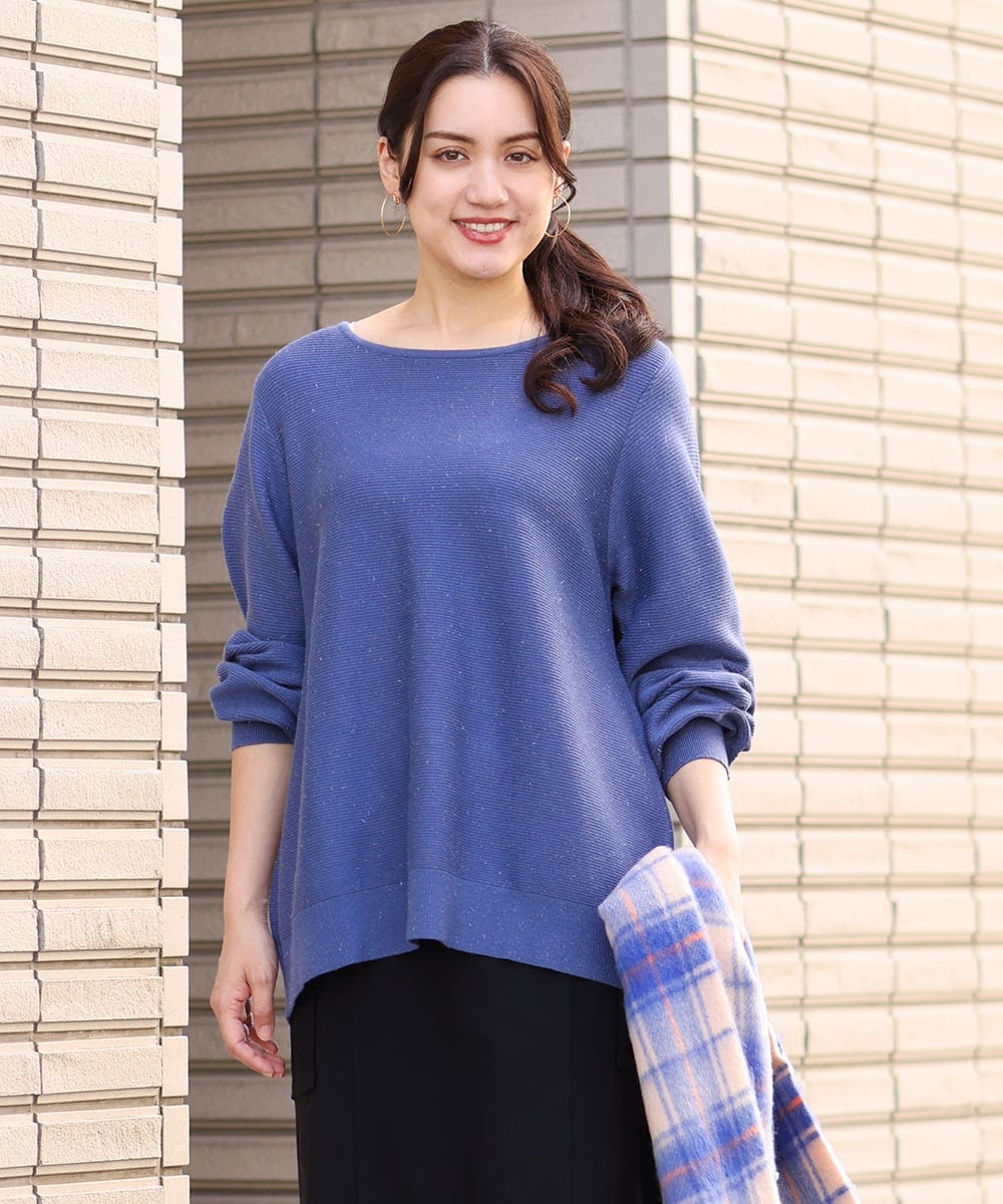 OLFLS24079 eur3(エウルキューブ) 【大きいサイズ/11号サイズあり】パフスリーブラメニット ブルー(55)