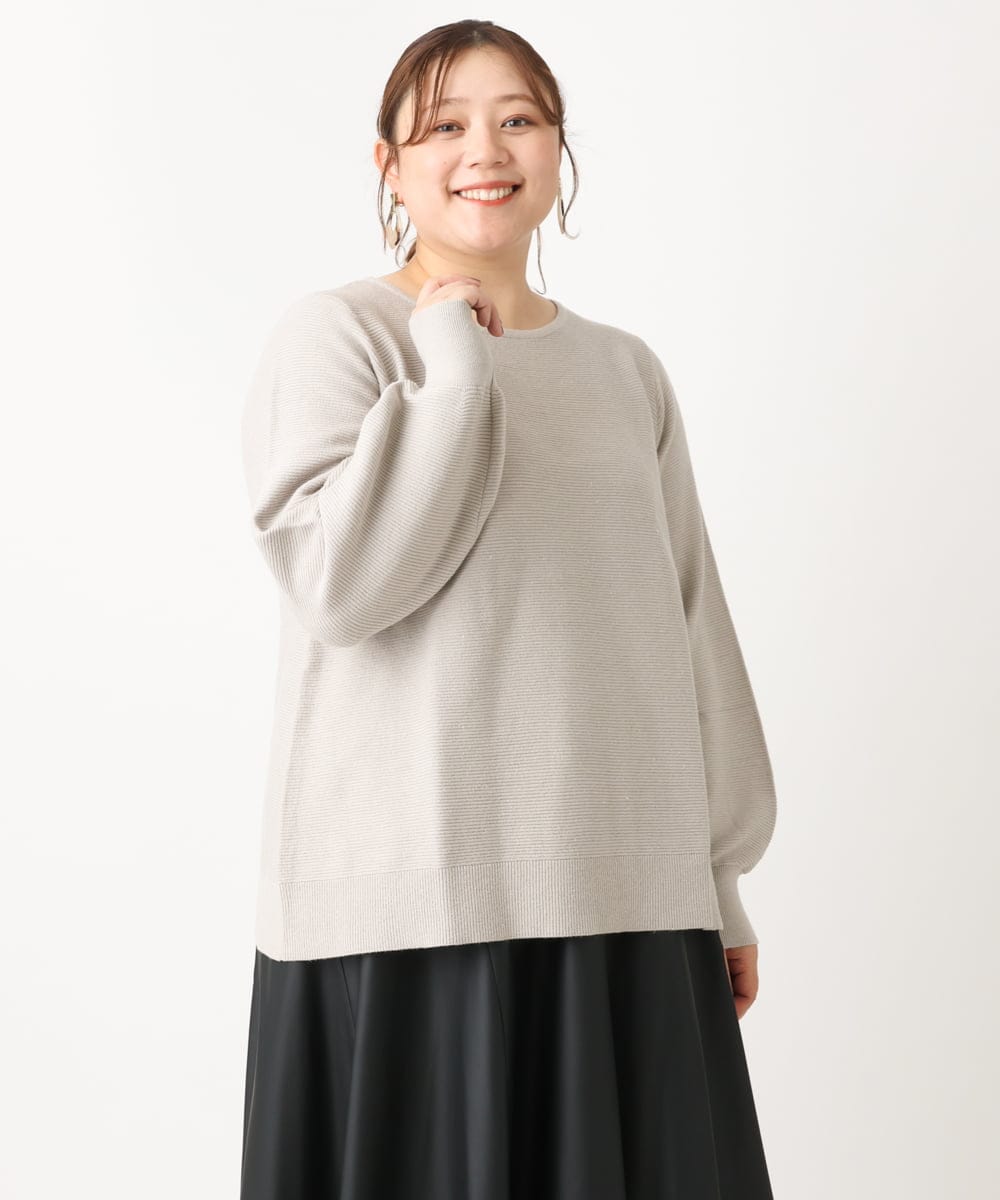 OLFLS24079 eur3(エウルキューブ) 【大きいサイズ/11号サイズあり】パフスリーブラメニット ライトグレー(91)