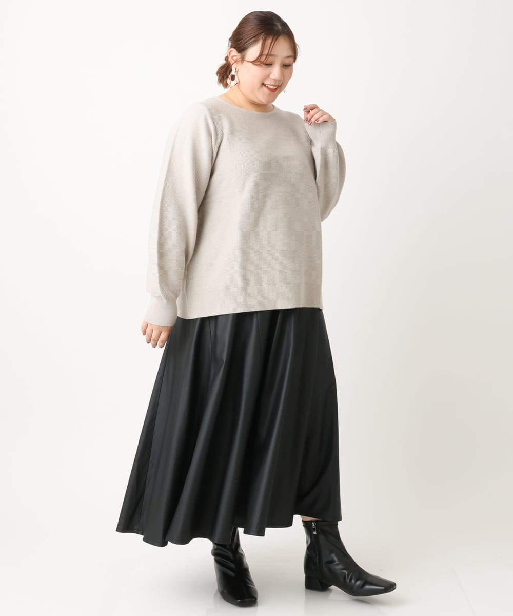 OLFLS24079 eur3(エウルキューブ) 【大きいサイズ/11号サイズあり】パフスリーブラメニット ライトグレー(91)