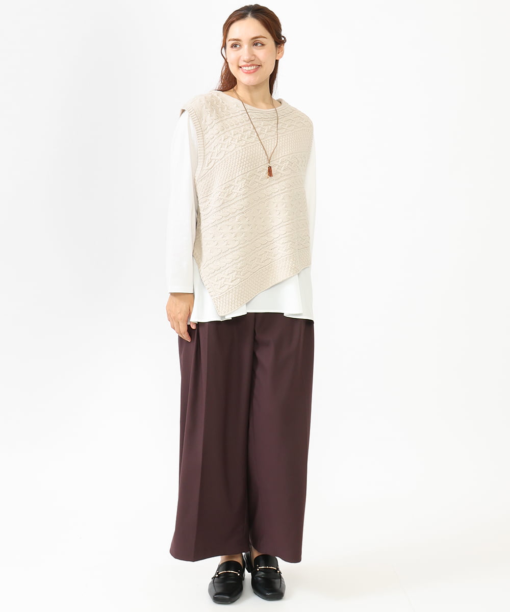 OLFLV05089 eur3(エウルキューブ) 【大きいサイズ】ケーブルポンチョ アイボリー(80)