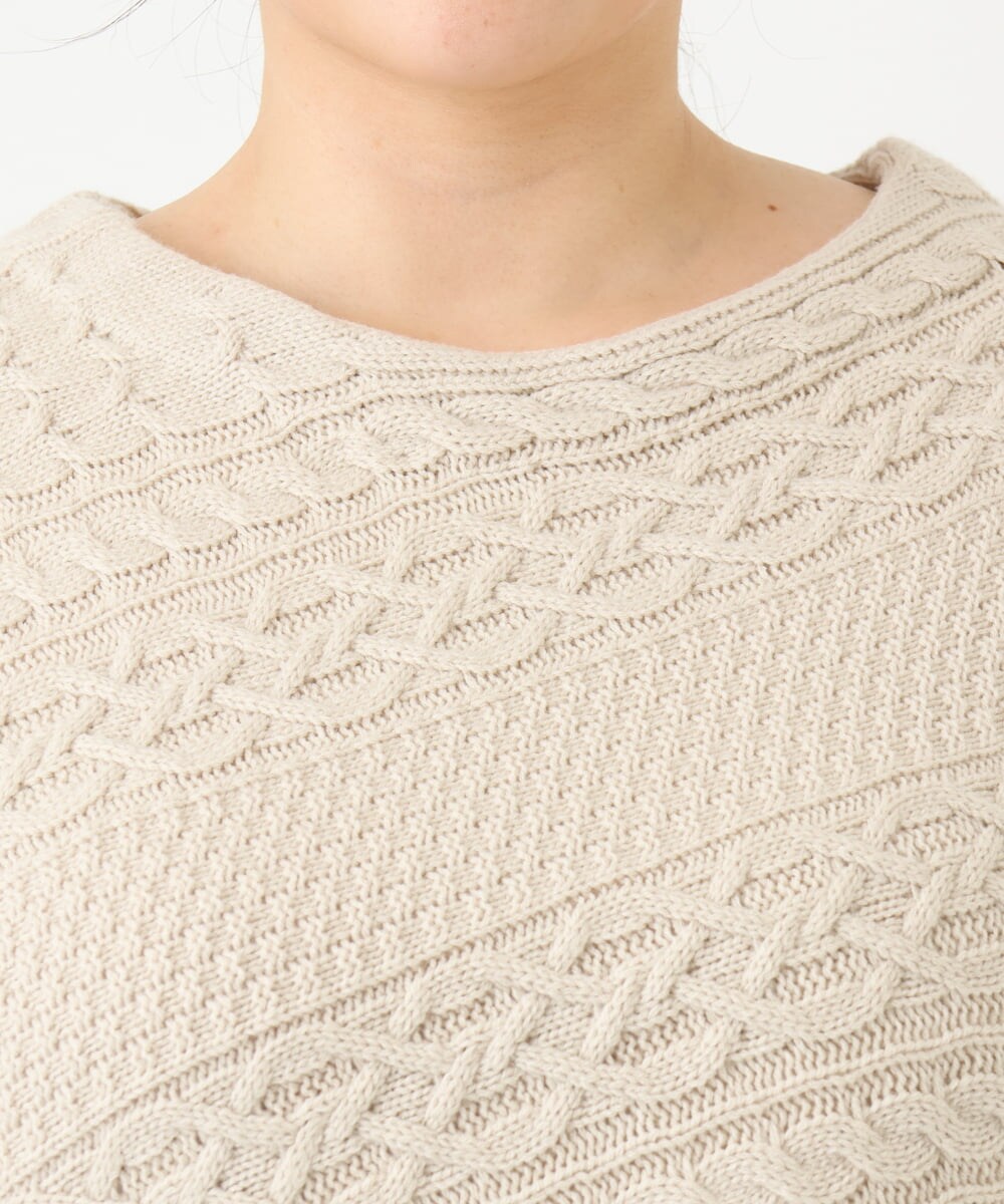 OLFLV05089 eur3(エウルキューブ) 【大きいサイズ】ケーブルポンチョ アイボリー(80)
