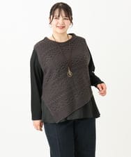 OLFLV05089 eur3(エウルキューブ) 【大きいサイズ】ケーブルポンチョ ダークグレー(93)