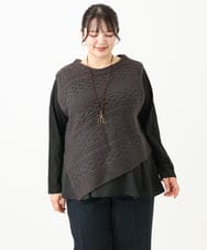OLFLV05089 eur3(エウルキューブ) 【大きいサイズ】ケーブルポンチョ ダークグレー(93)