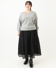 OLFLV12069 eur3(エウルキューブ) 【大きいサイズ】Vネックパフスリーブニット グレー(92)