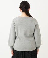 OLFLV12069 eur3(エウルキューブ) 【大きいサイズ】Vネックパフスリーブニット グレー(92)