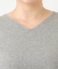 OLFLV12069 eur3(エウルキューブ) 【大きいサイズ】Vネックパフスリーブニット グレー(92)
