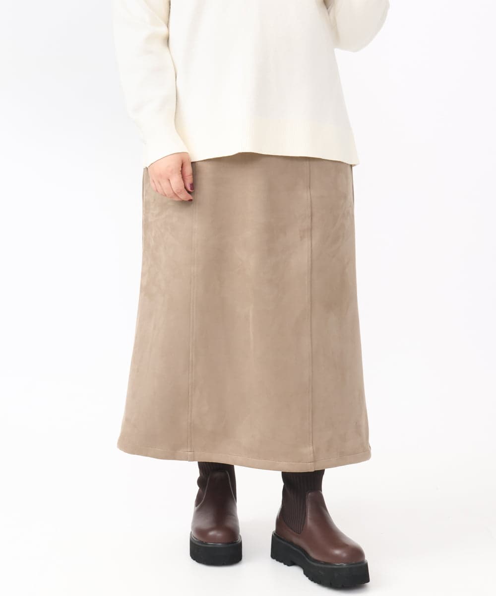 OLHAA06099 eur3(エウルキューブ) 【大きいサイズ/a.v.v×eur3】フェイクスエードタイトスカート モカ(84)