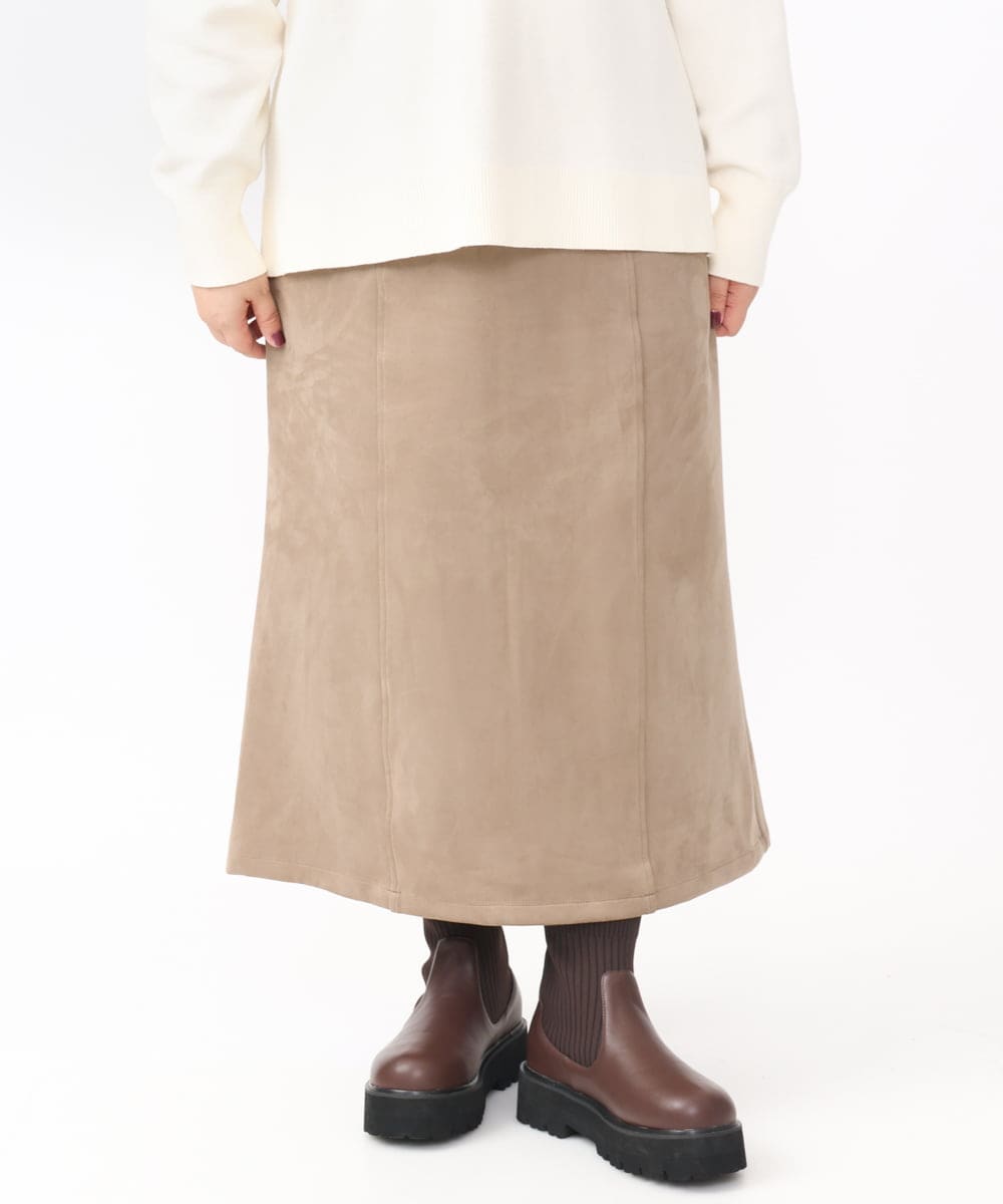 OLHAA06099 eur3(エウルキューブ) 【大きいサイズ/a.v.v×eur3】フェイクスエードタイトスカート モカ(84)