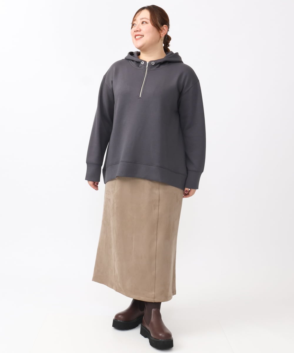 OLHAA06099 eur3(エウルキューブ) 【大きいサイズ/a.v.v×eur3】フェイクスエードタイトスカート モカ(84)
