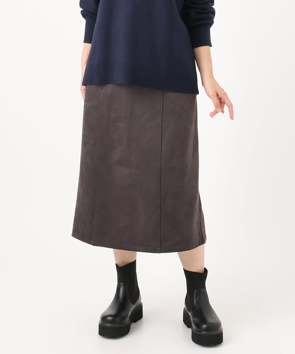 OLHAA06099 eur3(エウルキューブ) 【大きいサイズ/a.v.v×eur3】フェイクスエードタイトスカート ダークグレー(93)