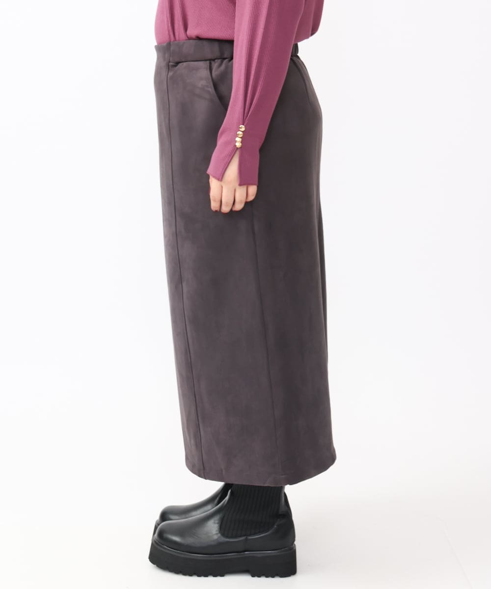 OLHAA06099 eur3(エウルキューブ) 【大きいサイズ/a.v.v×eur3】フェイクスエードタイトスカート ダークグレー(93)