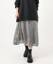 OLHAA10139 eur3(エウルキューブ) 【大きいサイズ】オーガンジーフロッキープリントスカート グレー(92)