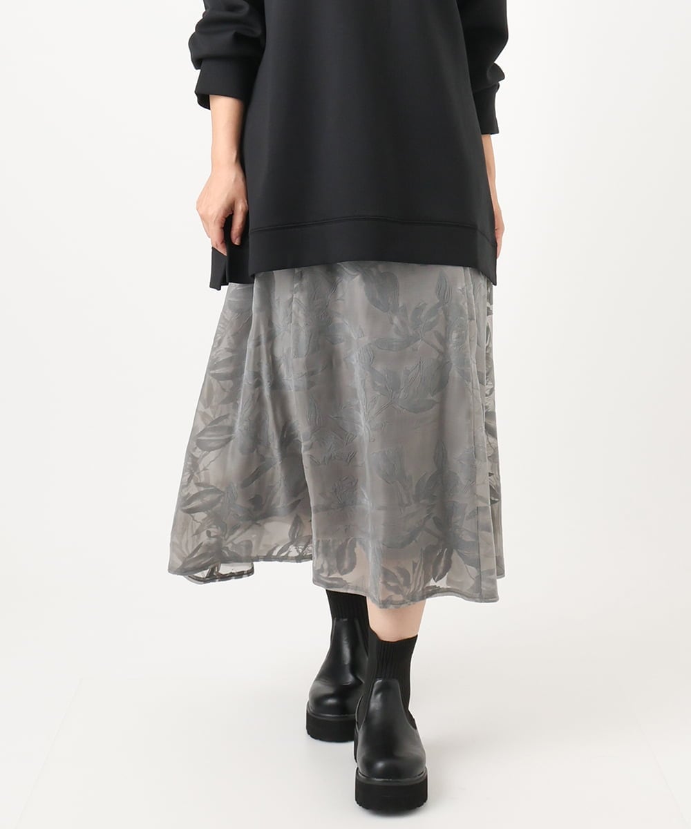 OLHAA10139 eur3(エウルキューブ) 【大きいサイズ】オーガンジーフロッキープリントスカート グレー(92)