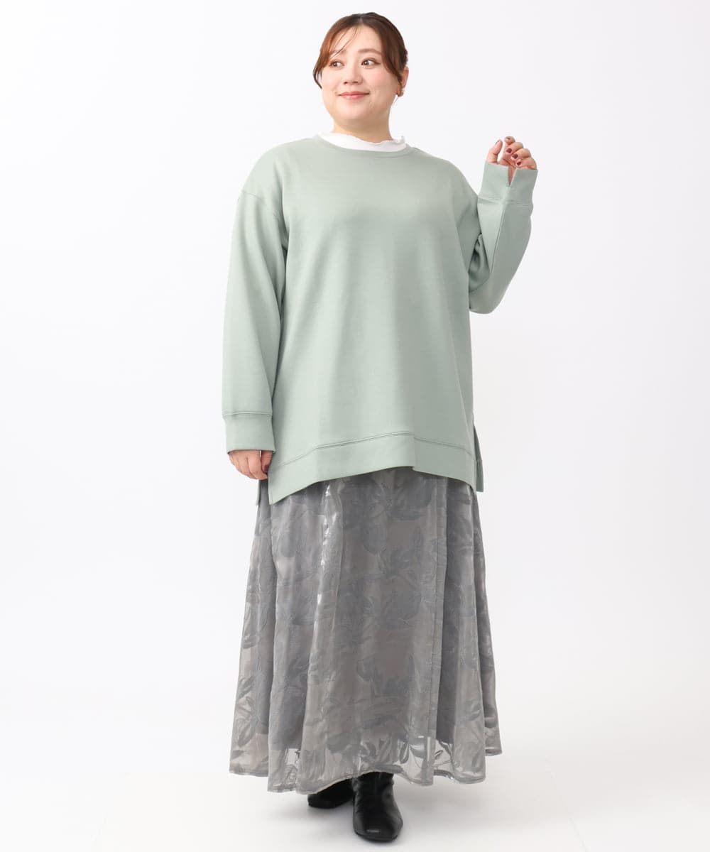 OLHAA10139 eur3(エウルキューブ) 【大きいサイズ】オーガンジーフロッキープリントスカート グレー(92)