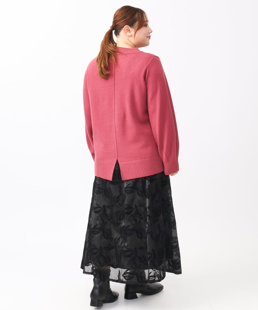 OLHAA10139 eur3(エウルキューブ) 【大きいサイズ】オーガンジーフロッキープリントスカート ブラック(94)