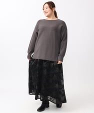 OLHAA10139 eur3(エウルキューブ) 【大きいサイズ】オーガンジーフロッキープリントスカート ブラック(94)