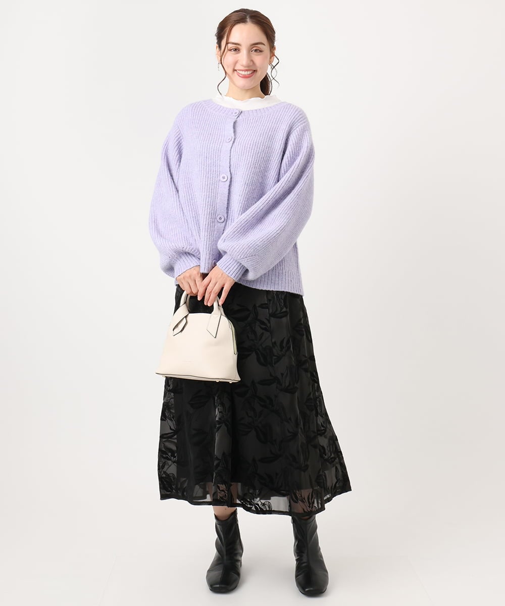 OLHAA10139 eur3(エウルキューブ) 【大きいサイズ】オーガンジーフロッキープリントスカート ブラック(94)