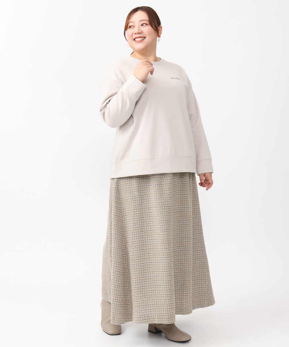 OLHAA11129 eur3(エウルキューブ) 【大きいサイズ】ツイードAラインスカート ダークブラウン(87）