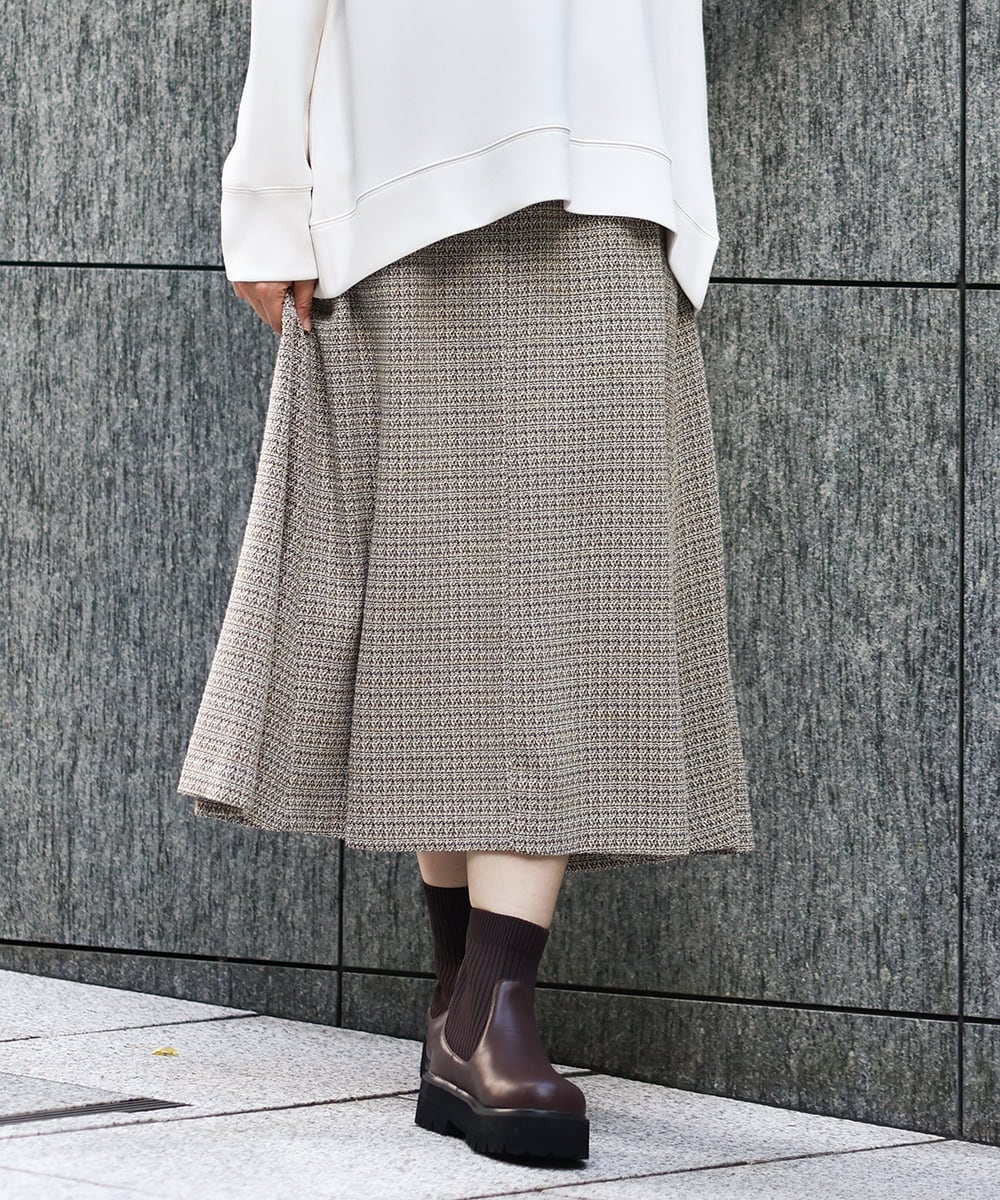 OLHAA11129 eur3(エウルキューブ) 【大きいサイズ】ツイードAラインスカート ダークブラウン(87）