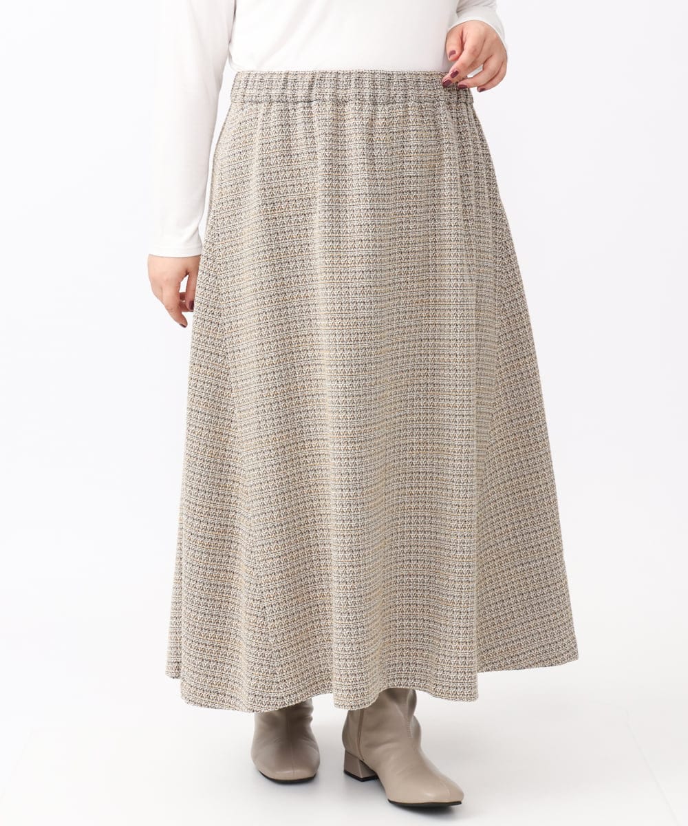 OLHAA11129 eur3(エウルキューブ) 【大きいサイズ】ツイードAラインスカート ダークブラウン(87）