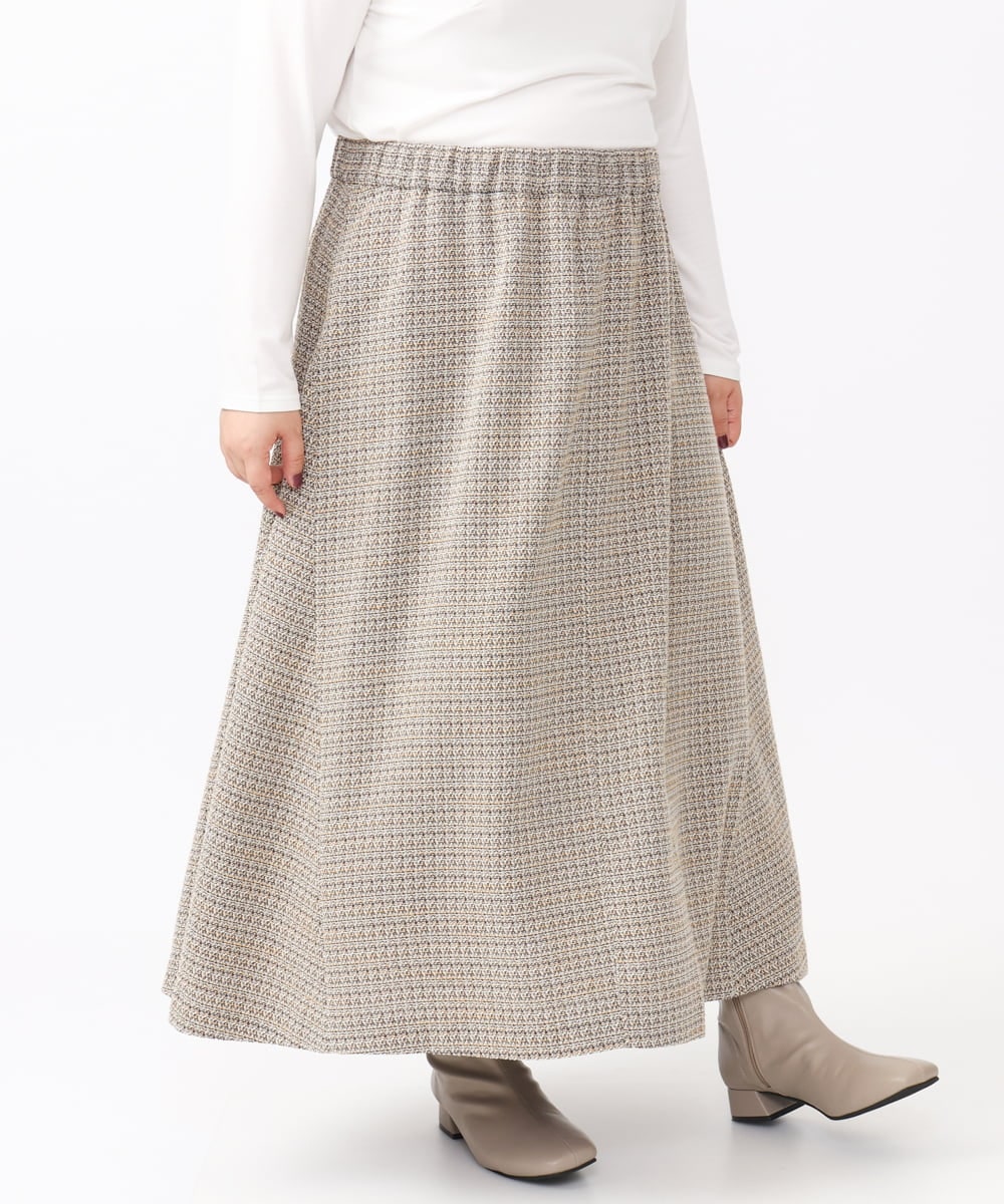 OLHAA11129 eur3(エウルキューブ) 【大きいサイズ】ツイードAラインスカート ダークブラウン(87）