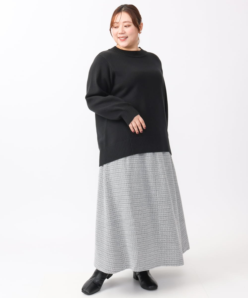 OLHAA11129 eur3(エウルキューブ) 【大きいサイズ】ツイードAラインスカート ブラック(94)