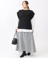 OLHAA11129 eur3(エウルキューブ) 【大きいサイズ】ツイードAラインスカート ブラック(94)
