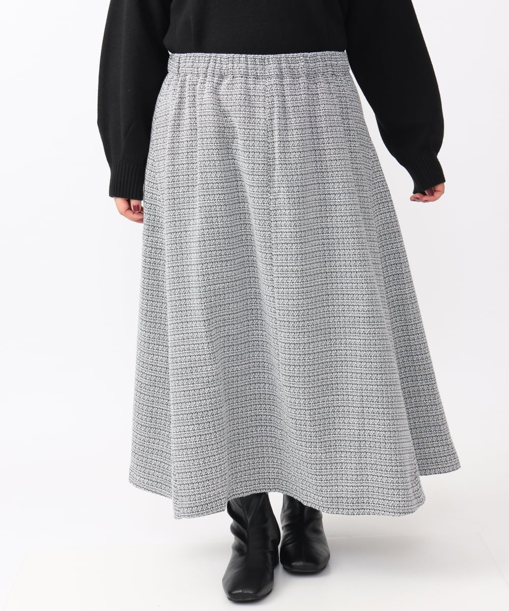 OLHAA11129 eur3(エウルキューブ) 【大きいサイズ】ツイードAラインスカート ブラック(94)
