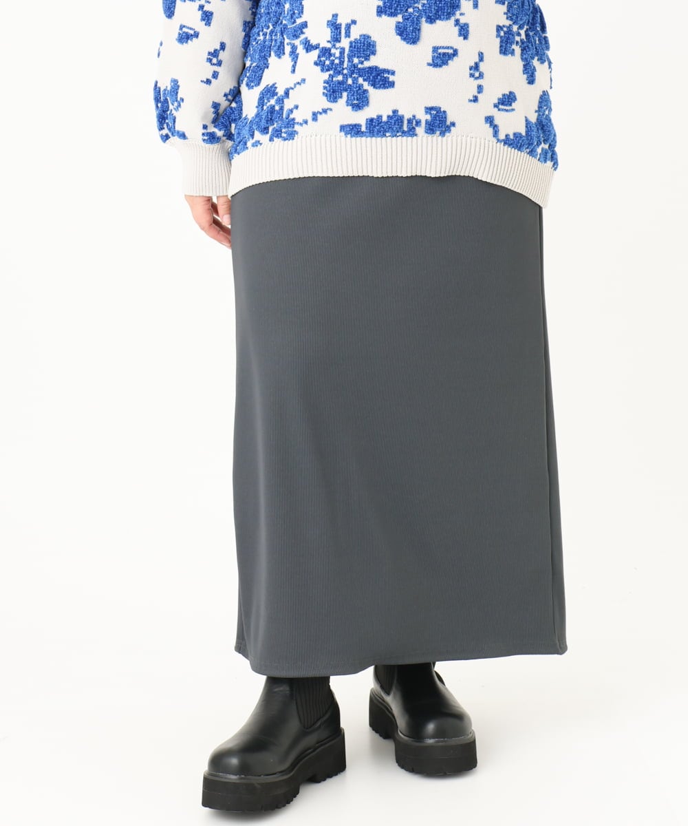 OLHAA17089 eur3(エウルキューブ) 【大きいサイズ】リブカットタイトスカート ダークグレー(93)