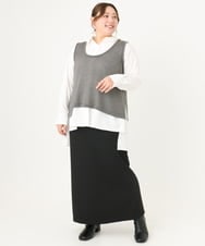 OLHAA17089 eur3(エウルキューブ) 【大きいサイズ】リブカットタイトスカート ブラック(94)