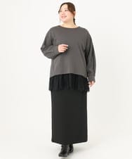 OLHAA17089 eur3(エウルキューブ) 【大きいサイズ】リブカットタイトスカート ブラック(94)