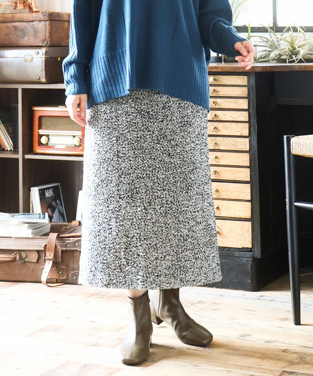 OLHAD08099 eur3(エウルキューブ) 【大きいサイズ/a.v.v×eur3】ツイードタイトスカート ダークグレー(93)