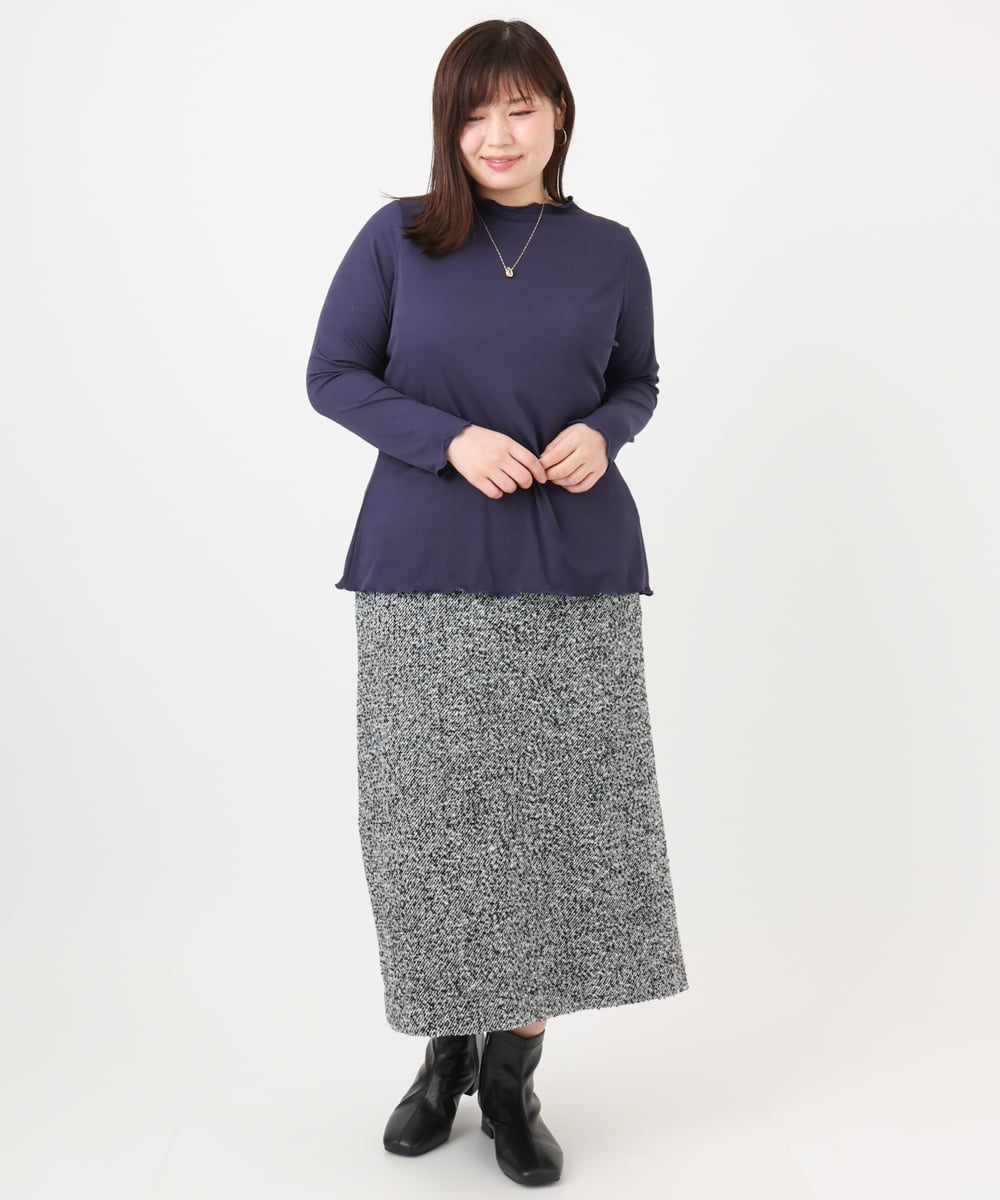 OLHAD08099 eur3(エウルキューブ) 【大きいサイズ/a.v.v×eur3】ツイードタイトスカート ダークグレー(93)