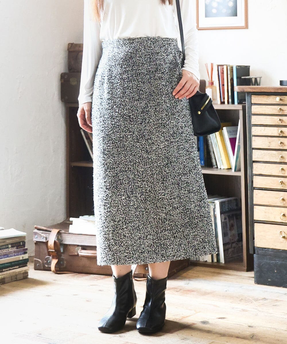 OLHAD08099 eur3(エウルキューブ) 【大きいサイズ/a.v.v×eur3】ツイードタイトスカート ダークグレー(93)